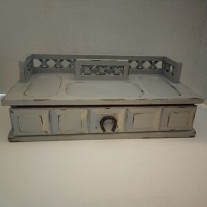 Men's Vintage Upcycled Gray Wooden Valet Jewelry Box